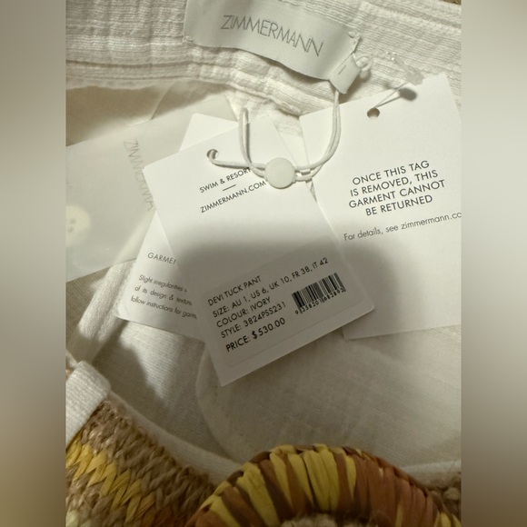 NWT Zimmermann Devi Tuck Pants in White Size 1/ US 6 - Picture 12 of 13